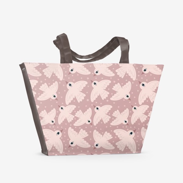 Пляжная сумка «Милые птички на бежевом»