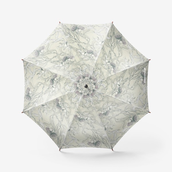 Зонт «Ветки эвкалипта с цветами на лимонном фоне»
