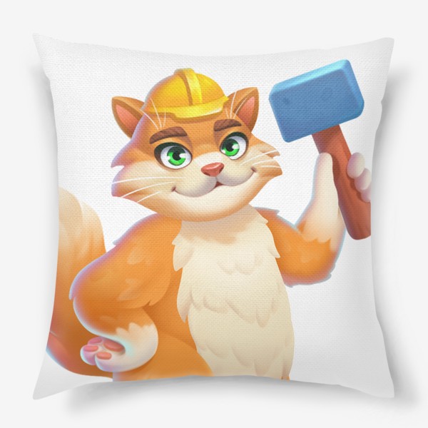 Подушка «Кот-строитель»