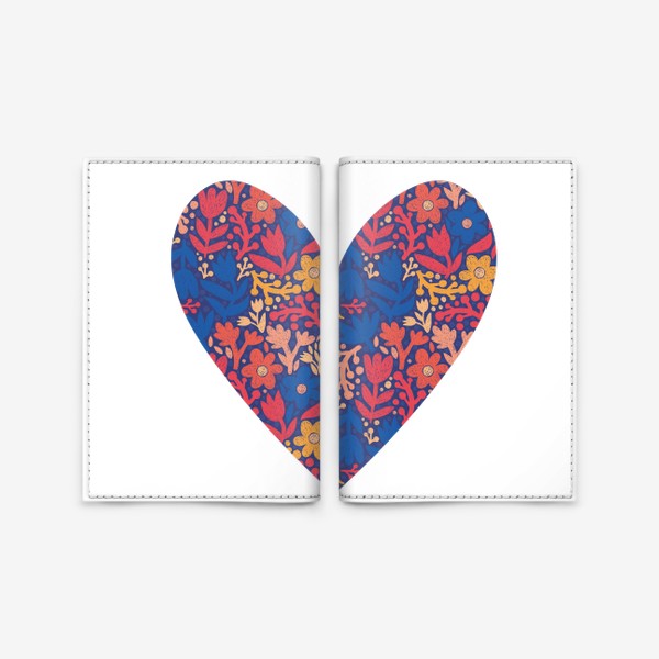 Обложка для паспорта «Цветы в сердечке - Яркий скандинавский принт»