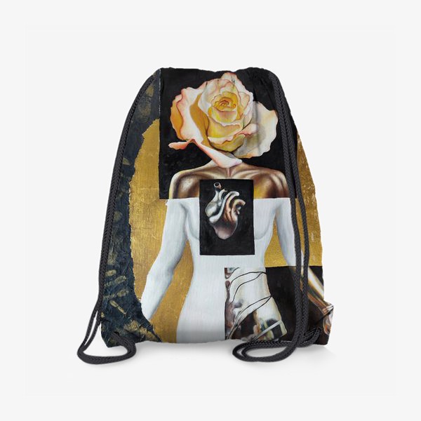 Рюкзак «Девушка с цветком - розой вместо головы, сердце и доспехи. »
