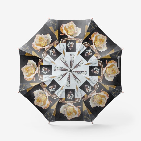 Зонт «Девушка с цветком - розой вместо головы, сердце и доспехи. »