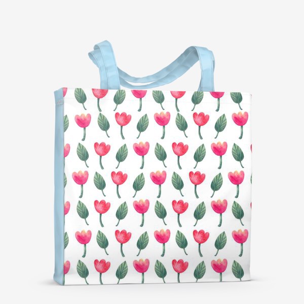 Сумка-шоппер «Розовые тюльпаны. Декоративный весенний паттерн на белом фоне»
