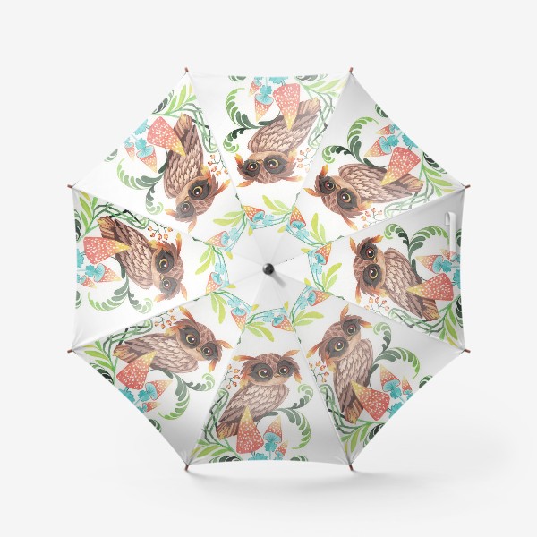 Зонт «Совушка на лесной ветке»