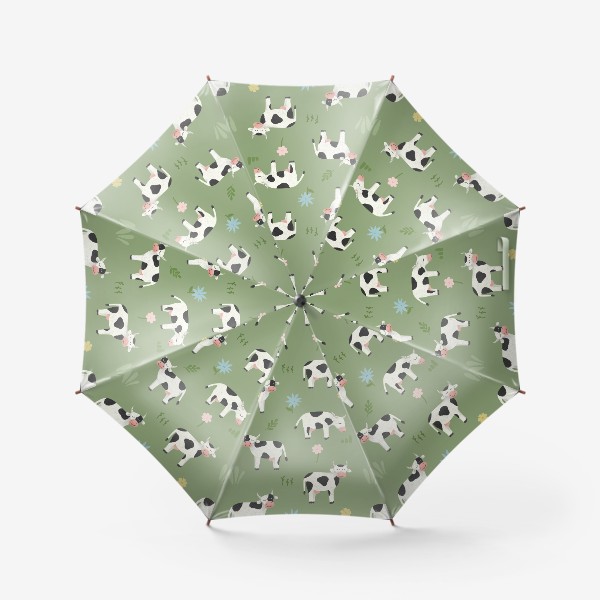 Зонт «Коровы на лугу Принт с коровами и цветами»