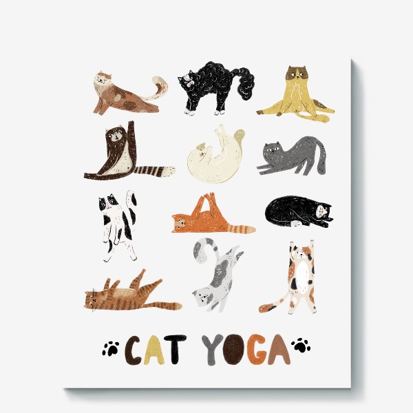 Холст «Cat yoga, спортивные коты и йога. Смешные котики»