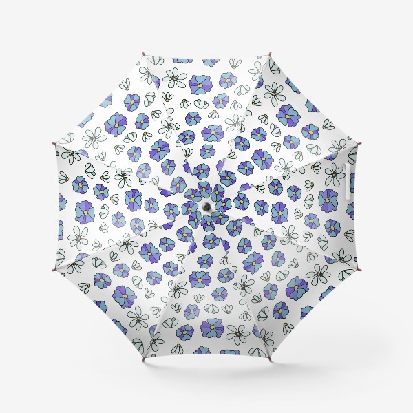 Зонт «Дудл цветы на белом фоне - паттерн»