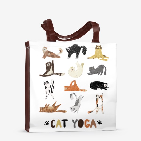 Сумка-шоппер «Cat yoga, спортивные коты и йога. Смешные котики»