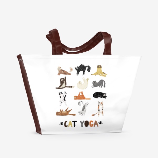 Пляжная сумка «Cat yoga, спортивные коты и йога. Смешные котики»