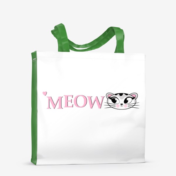 Сумка-шоппер «Розовая надпись с котиком Мяу ( Meow )»