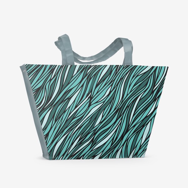 Пляжная сумка «Циановый паттерн Волны Море»