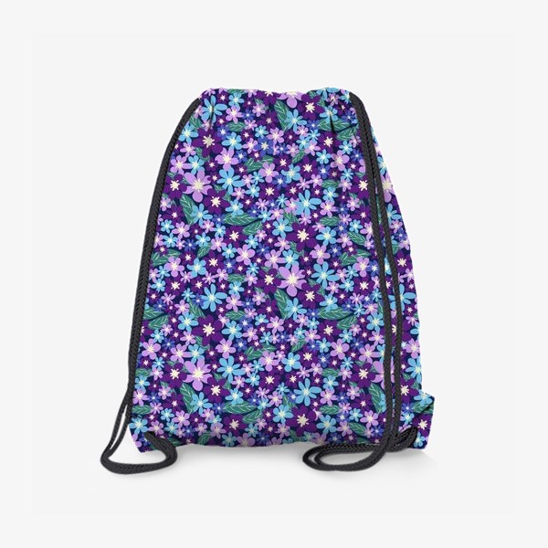 Рюкзак «Цветочный паттерн. Фиолетовый, лавандовый, голубой, сиреневый»