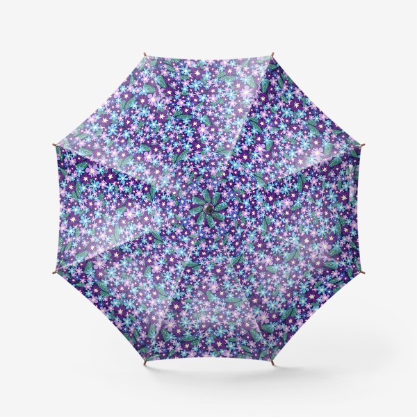 Зонт «Цветочный паттерн. Фиолетовый, лавандовый, голубой, сиреневый»