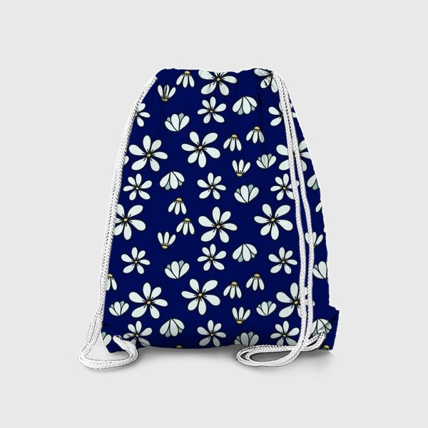 Рюкзак «Дудл ромашки на синем фоне - паттерн»