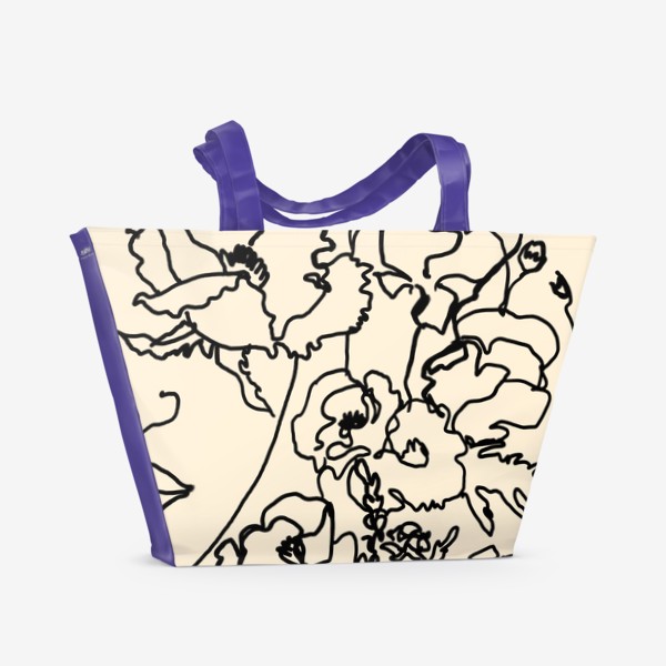Пляжная сумка &laquo;Современная картина графика рисунок девушка в цветах&raquo;