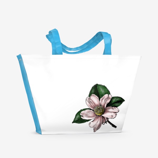Пляжная сумка «Цветок яблони, винтажная графика акварель и тушь, ботаническая иллюстрация»