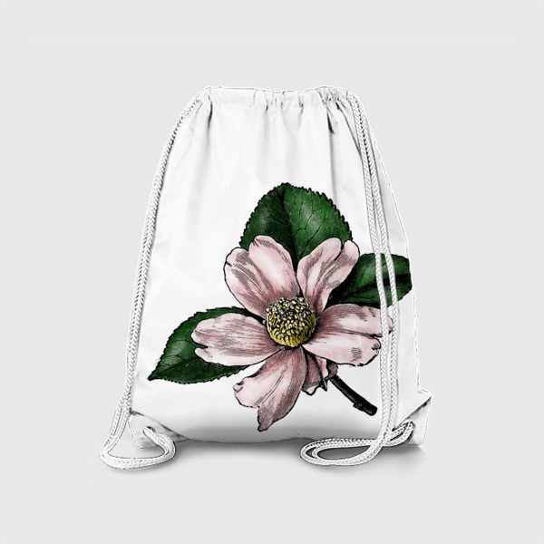 Рюкзак &laquo;Цветок яблони, винтажная графика акварель и тушь, ботаническая иллюстрация&raquo;