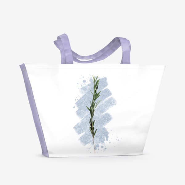 Пляжная сумка «Веточка оливы на фоне из голубых блесток. Стильные принты»