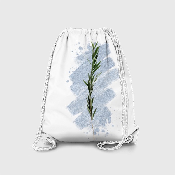 Рюкзак «Веточка оливы на фоне из голубых блесток. Стильные принты»
