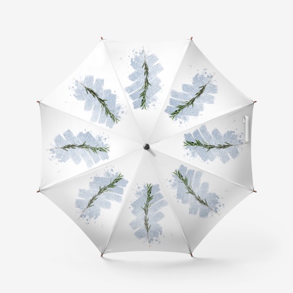 Зонт «Веточка оливы на фоне из голубых блесток. Стильные принты»