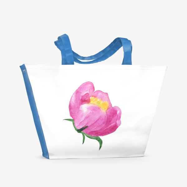 Пляжная сумка «Бутон акварельный розовый пион»