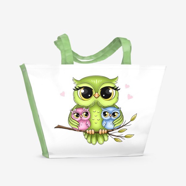 Пляжная сумка «Мама сова с совятами»