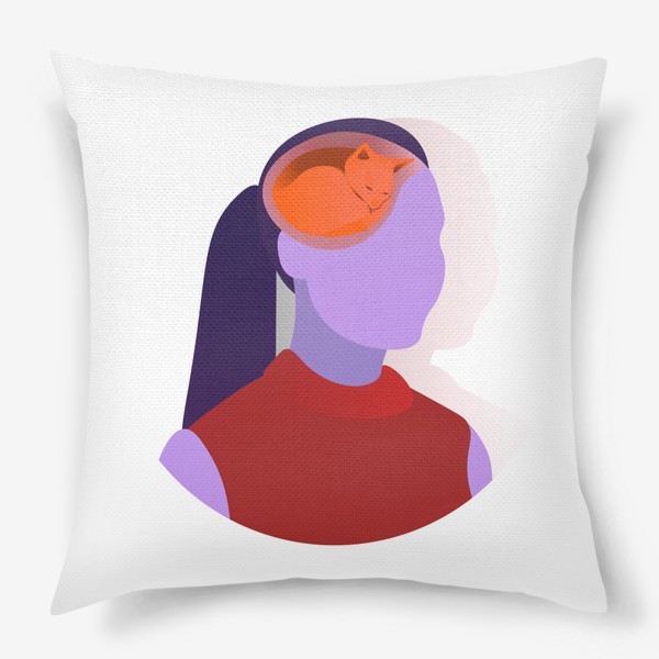Подушка «Абстрактный женский портрет. Котик головного мозга»
