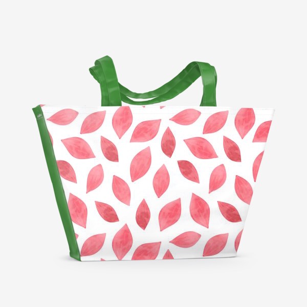 Пляжная сумка «Лепестки розовых цветов Розовые лепестки на белом Принт с лепестками»