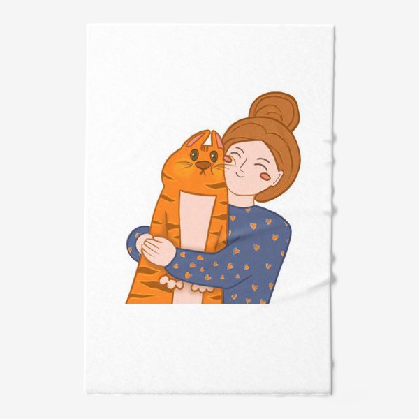 Полотенце «Девушка с рыжим котом»