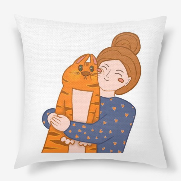 Подушка «Девушка с рыжим котом»