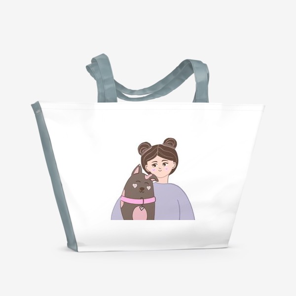 Пляжная сумка «Девушка с собакой»