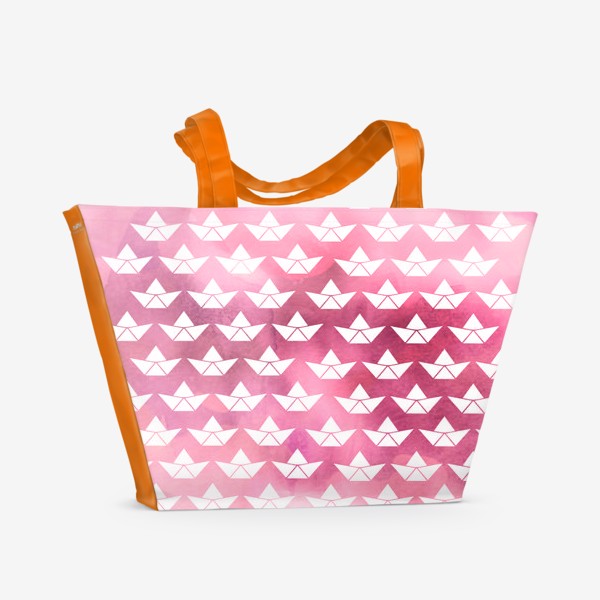 Пляжная сумка «Бумажные кораблики оригами 2 . Паттерн.»