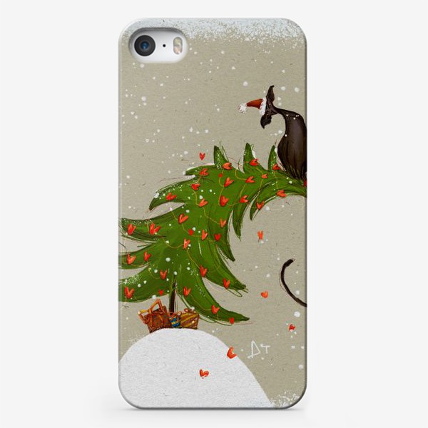 Чехол iPhone «Кот на ёлке»