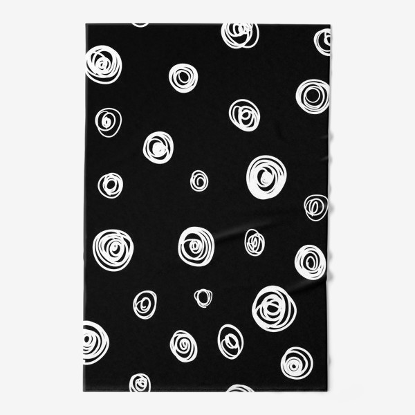 Полотенце «Абстрактные белые пятна на черном фоне»