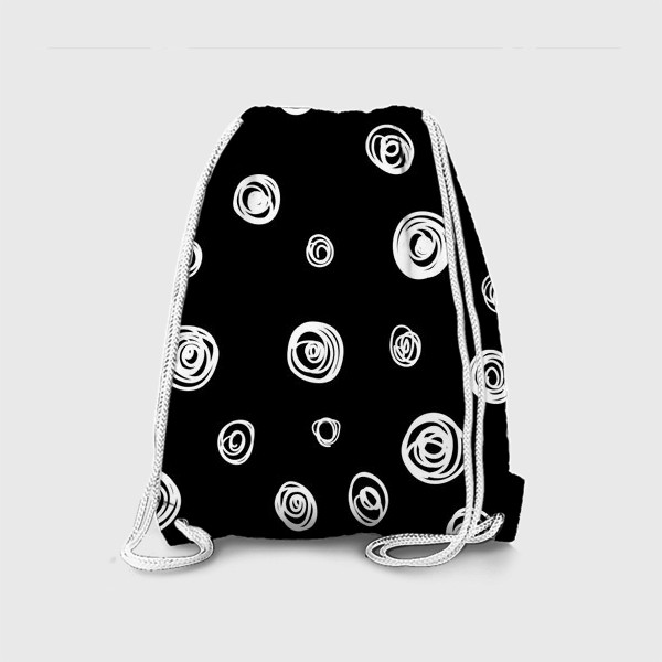 Рюкзак «Абстрактные белые пятна на черном фоне»