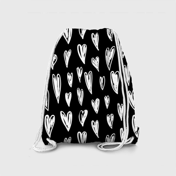 Рюкзак «Сердца нарисованные белым мелом на черном»