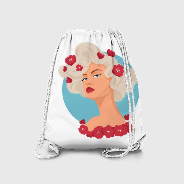 Рюкзак «Девушка с красными цветами »