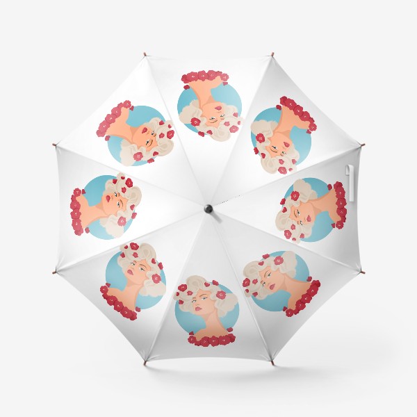 Зонт «Девушка с красными цветами »