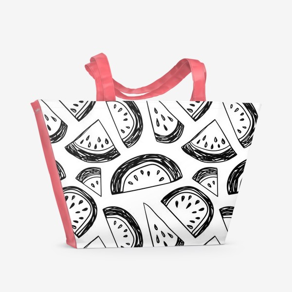 Пляжная сумка «Арбузы. Скетч в стиле детского рисунка»