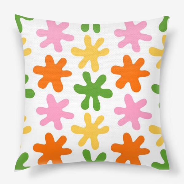 Подушка «Разноцветные абстрактные цветы кляксы»