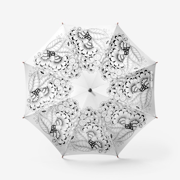 Зонт «Фантазийные цветы ромашки и многослойные грибы»