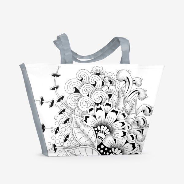 Пляжная сумка «Фантазийные цветы ромашки и многослойные грибы»
