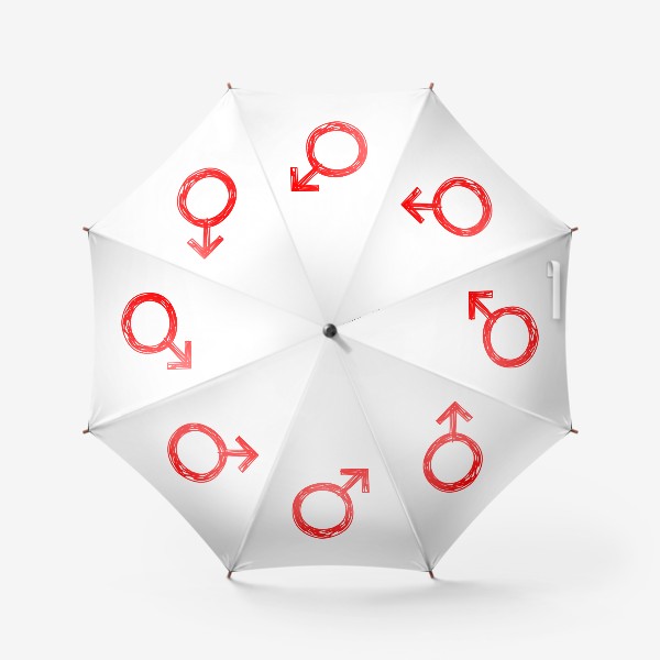Зонт «Красный Марс. Символ мужчины. Знак планеты в карандашном стиле»