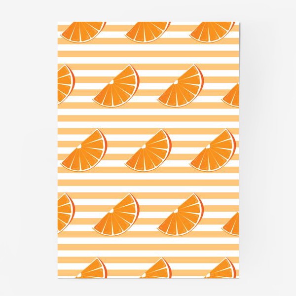 Постер «Оранжевый элегантный паттерн из горизонтальных линий и долек апельсинов»