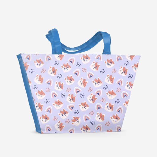 Пляжная сумка «Детский принт с котом и радугой»