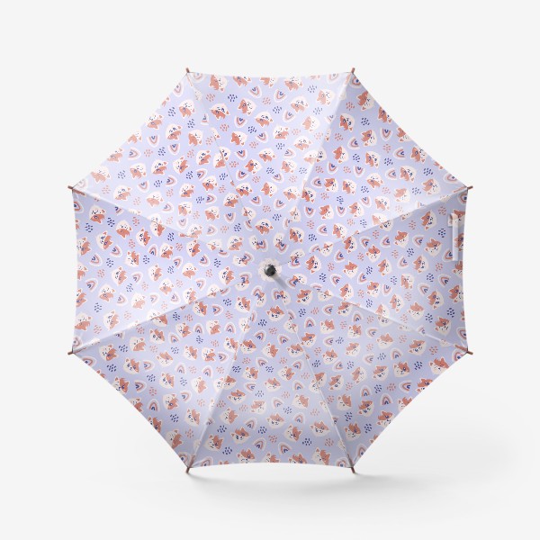 Зонт «Детский принт с котом и радугой»