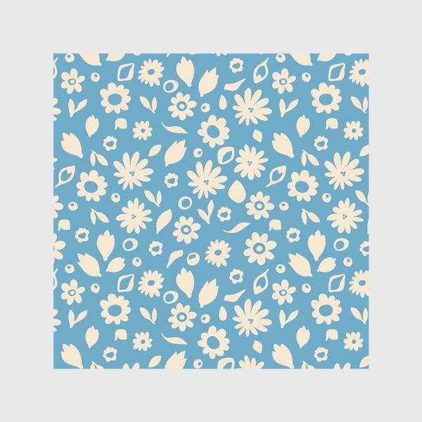 Шторы «Мелкие белые цветы на голубом фоне Принт с мелкими белыми цветами»