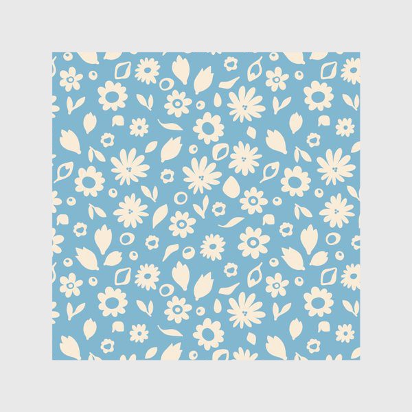 Скатерть «Мелкие белые цветы на голубом фоне Принт с мелкими белыми цветами»