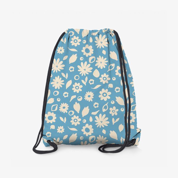 Рюкзак «Мелкие белые цветы на голубом фоне Принт с мелкими белыми цветами»