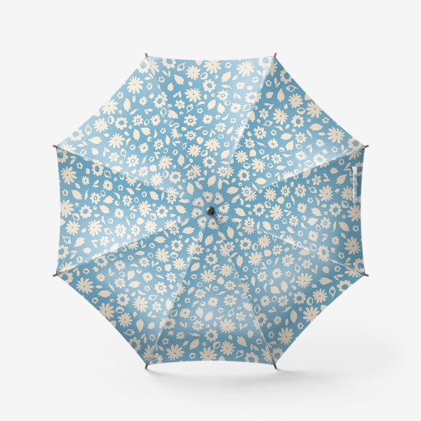 Зонт «Мелкие белые цветы на голубом фоне Принт с мелкими белыми цветами»